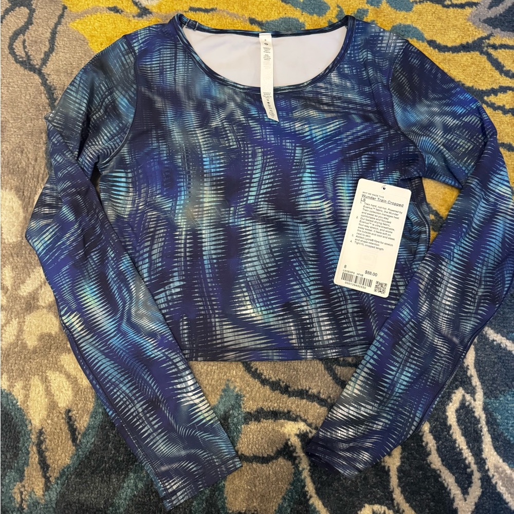 NWT Lululemon Wunder Train Cropped Long Sleeve
Shapeshifter Flux Blue 
Size 8